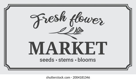 Home Decor And Farmhouse Wall DecorationFresh Flower Market Sign