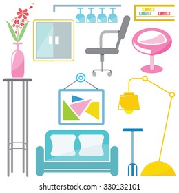 home decor, furniture set for interior design theme