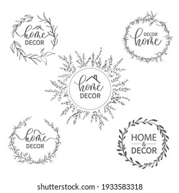 Home decor - hand drawn calligraphy and lettering inscription in a round decorative floral wreath.