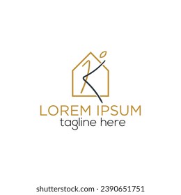 Home decor interior ik, ki furniture logo design logotype vector template 