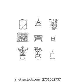 Home decor items line art minimal design