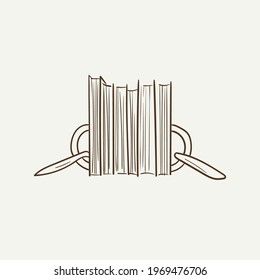 Home decor line art drawing. Doodle illustration. Stay home. Minimal vintage style. Doodle plant vector illustration. Pure nature organic brush. Line drawing. Eco product emblem.