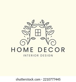 home decor line art logo vector template illustration design. interior logo concept