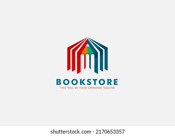home decor logo design. with Book as roof and pencil as windows logo design Element