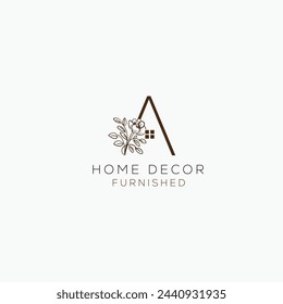 Logo de la decoración del hogar letra inicial Un diseño vectorial Diseño de emblema abstracto concepto de logotipo