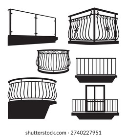 Home decor railing silhouettes vector