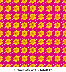 Home decor. Seamless pattern with fantasy flowers, natural wallpaper, yellow, white and magenta floral decoration curl illustration. Vector paisley print hand drawn elements.