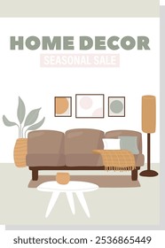 Home Decor Store Sofa Interior Composition Vector Illustration