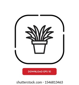 Home decor symbol, house plant outline vector icon