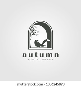 home decor vector logo illustration design, bird in window vector template design