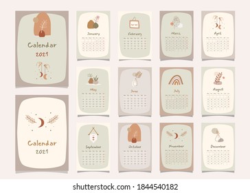 Home decor yearly planner calendar 2021 with all months 