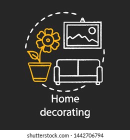 Home decorating chalk concept icon. Home service idea. Apartment repair. Interior designer. House reconstruction. Domestic space renovation. Vector isolated chalkboard illustration