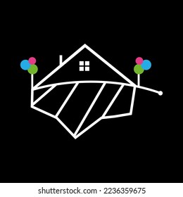 home and decoration architect logo vector design in black and white colors