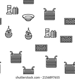 Home Decoration And Furniture Vector Seamless Pattern Thin Line Illustration