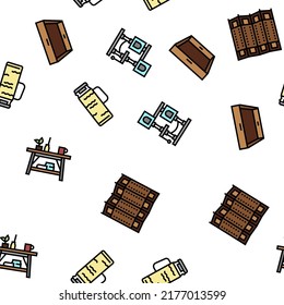 Home Decoration And Furniture Vector Seamless Pattern Thin Line Illustration