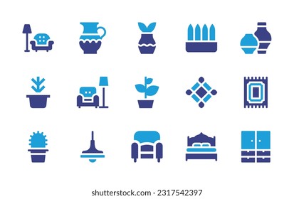 Premium Vector  Home furniture big clipart set household items sofa chair  wardrobe and plants are funny