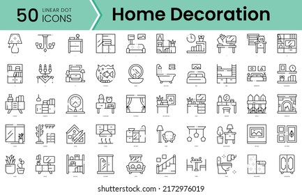 home decoration Icons bundle. Linear dot style Icons. Vector illustration