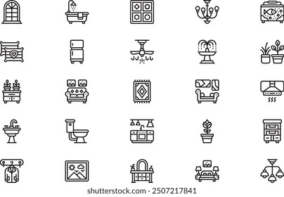 Home decoration icons collection is a vector illustration with editable stroke.