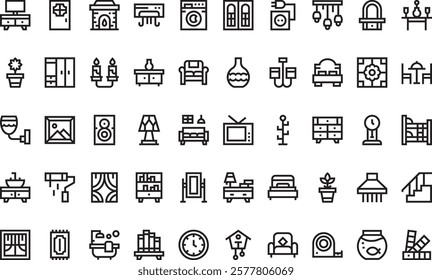 Home decoration icons High-Quality Vector Icons Collection with Editable Stroke. Ideal for Professional and Creative Projects.