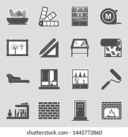 Home Decoration Icons. Sticker Design. Vector Illustration.