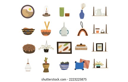 home decoration illustration doodle collection vector