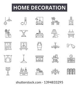 Señales de icono de línea de decoración doméstica.  Concepto de conjunto de ilustraciones de esquema de vector lineal.