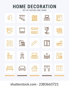 Home Decoration line icons. Trendy stroke signs for website, apps and UI. Premium set of line icons. Outline isolated signs.