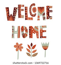 Home decoration poster.Vector illustration. Hand Drawn Doodle style.