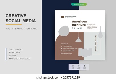 Home Decoration Social Media Post design. A good template for advertising on social media. Perfect for social media posts, background, and web banner internet ads.