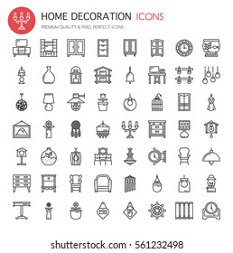 Home Decoration , Thin Line and Pixel Perfect Icons