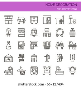 Home Decoration , Thin Line and Pixel Perfect Icons
