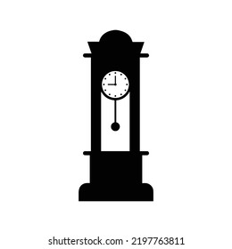 Home decorations grandfather clock icon | Black Vector illustration |