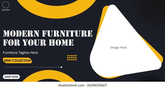 Home decore furniture web background. Minimalist furniture banner design.