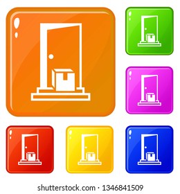 Home delivery box icons set collection vector 6 color isolated on white background