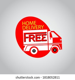 Entrega en casa gratuita con arte vectorial de la camioneta