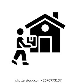 Ilustración vectorial de glifo de icono de entrega a domicilio
