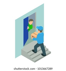Home delivery icon. Isometric illustration of home delivery vector icon for web