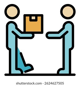 Home delivery icon. Outline home delivery vector icon color flat isolated