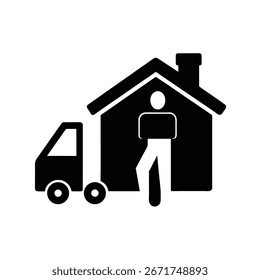 Home Delivery Icon Silhouette Vector Art Illustration