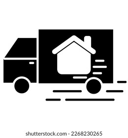 Home delivery icon in trendy silhouette style design. Vector illustration isolated on white background.