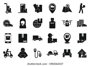 Home delivery icons set. Simple set of home delivery vector icons for web design on white background