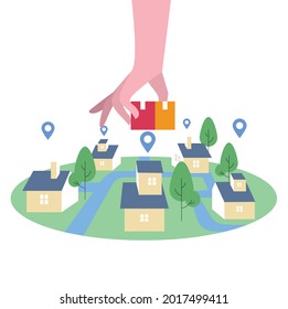 vector de concepto de ilustración de entrega en el hogar para su sitio web y trabajo imprimible 