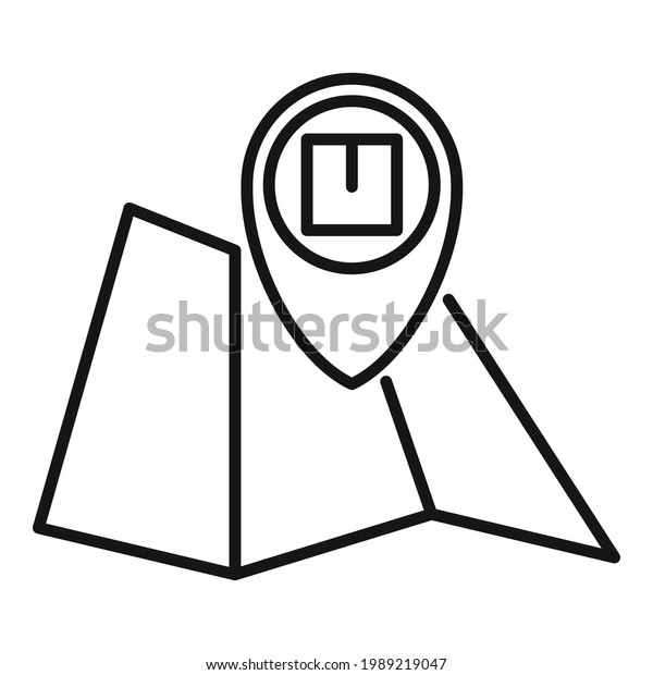 Home delivery map\
icon. Outline Home delivery map vector icon for web design isolated\
on white background