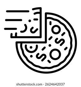 Home delivery pizza icon. Outline home delivery pizza vector icon for web design isolated on white background