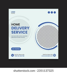 Home delivery service and courier service Social media post vector template.