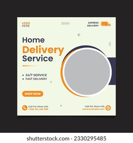 Home delivery service and express delivery Social media post vector template.