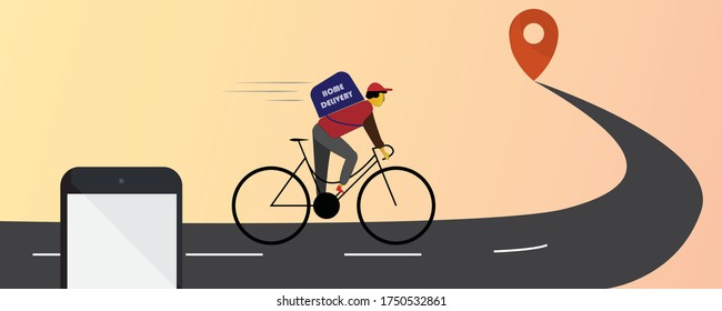 Home delivery service illustration. Home delivery by cycle.