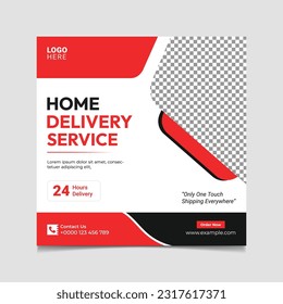 Home delivery service social media post vector template.