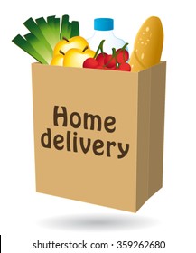 Home delivery shopping bag vector  icon I.
