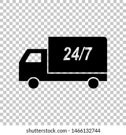 Home delivery sign. Black icon on transparent background. Illustration.